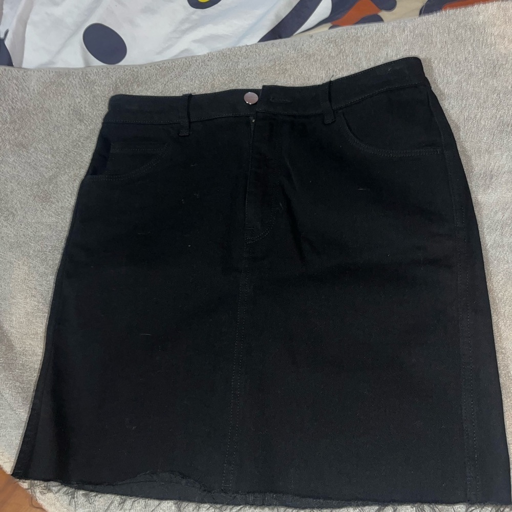 Classic Black Denim Skirt